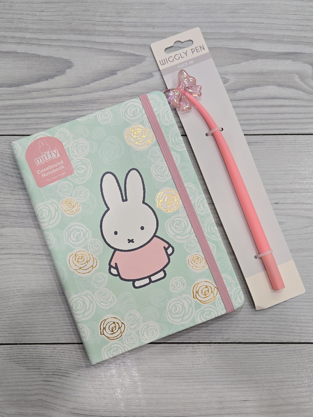 Miffy Mint & Pink Casebound Notebook with Pink Wiggly Pen